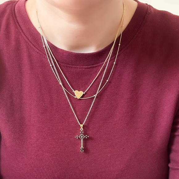 Black CZ Cross Necklace | 14k Gold Filled - Picture 9 of 9